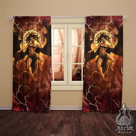 Lilith Curtains 50x84 Printed Window Panels Demon Dark Erotic Art Print Satanic Decor