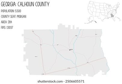 Large Detailed Map Calhoun County Georgia Stock Vector Royalty Free