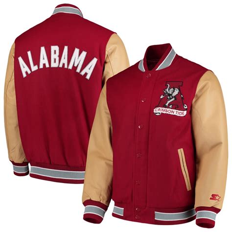 Mens Starter Crimson Alabama Crimson Tide The Letterman Varsity Wool