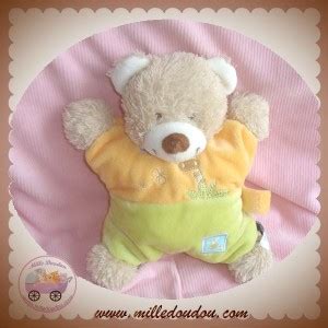 Tex Sos Doudou Ours Beige Quasi Plat Orange Jungle Girafe