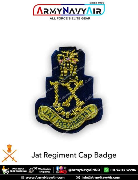 Buy JAT Regiment Zari Embroidery Cap Badge Handcrafted Online at ...