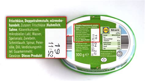 Milbona Frischkäse Kräuter Lebensmittelklarheit