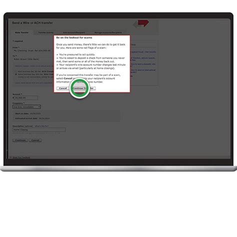 How To Do A Domestic Wire Transfer With Online Banking Bank Of America