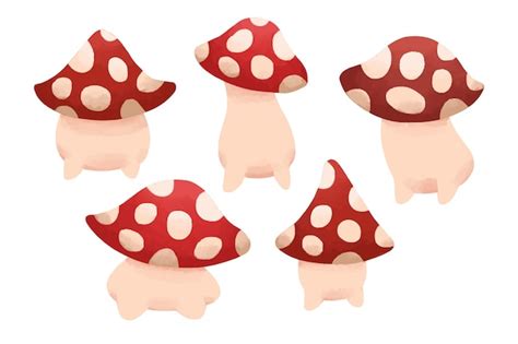 Premium Vector Cute Watercolor Mushrooms Vector Image