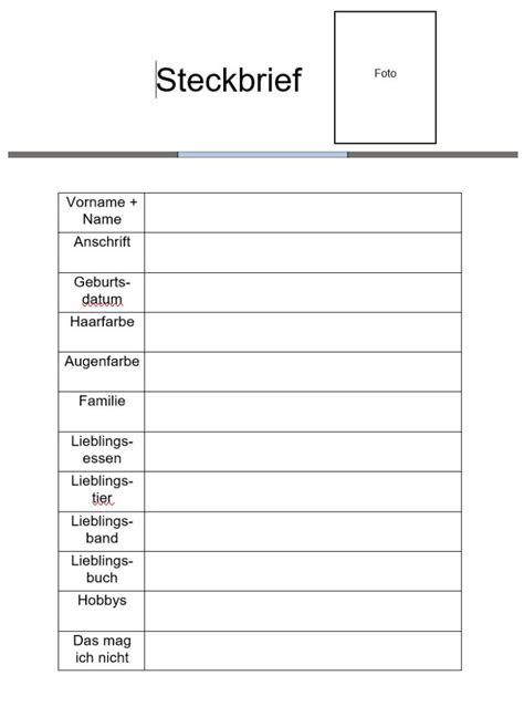 Steckbrief Vorlage Word Hier Gibt Es Die Schönsten