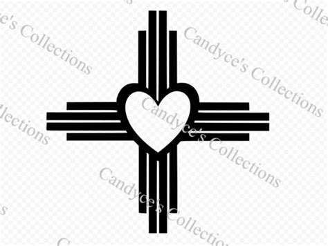 Digital Art New Mexico Zia Symbol With Heart Center Svg Cut Etsy