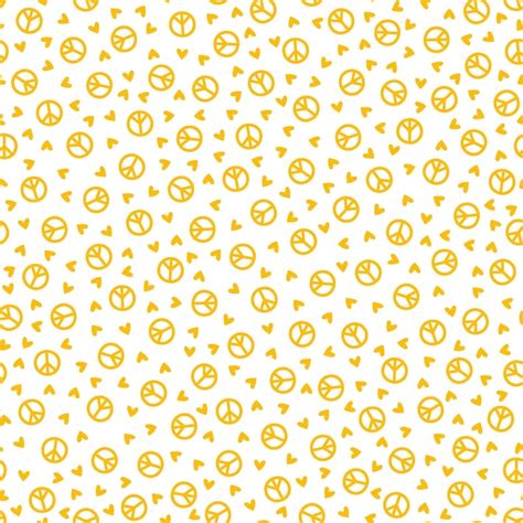 Premium Vector Seamless Pattern With Yellow Peace Signs And Hearts