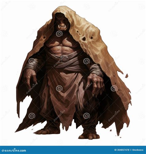 Ancient Ogre In Brown Cloak Dandd Digital Painting Concept Art Stock