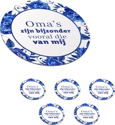 Onderzetters Voor Glazen Rond Bloemen Delfts Blauw Tegeltje