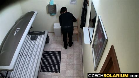 Luxury Busty Brunette Masturbates In Solarium