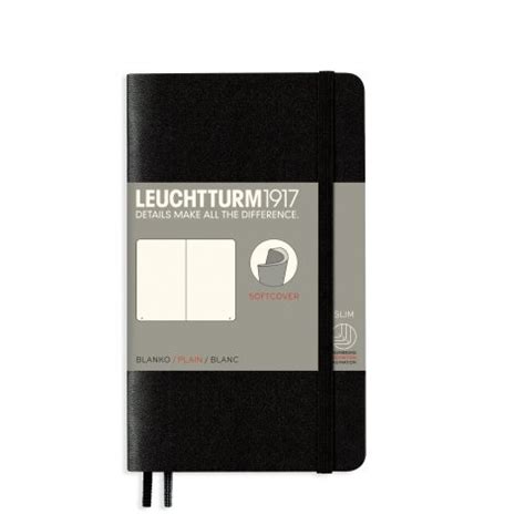 Leuchtturm Notizbuch Softcover A6 Pocket Blanko 185 Seiten Schwarz