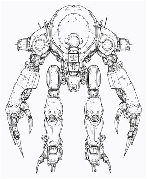 Mecha Illustration Mecha Coloring Book Premium Ai Generated Vector