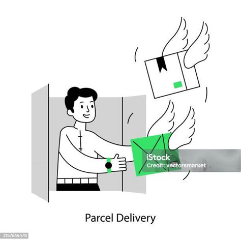 Latest Outline Mini Illustration Of Parcel Delivery Stock Illustration