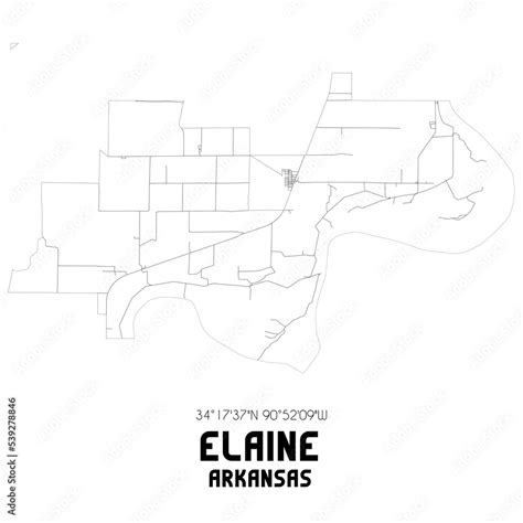 Elaine Arkansas. US street map with black and white lines. Stock ...