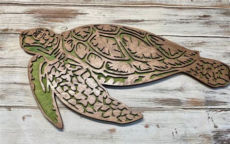 Wooden Sea Turtle Wall Decor Ocean Wall Decor Beach House Etsy