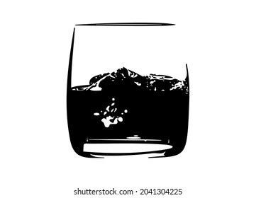 Whiskey Glass Hand Drawn Drink Illustration Stock Vector Royalty Free