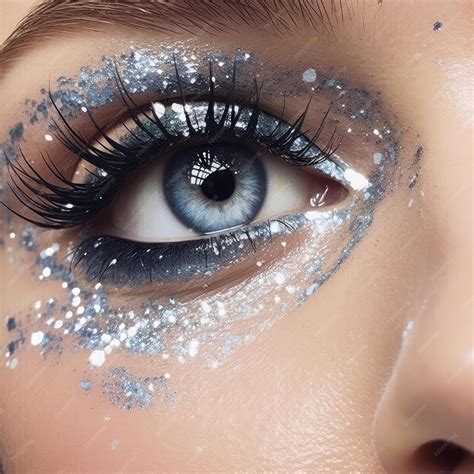 Premium Ai Image A Woman With Silver Glitter Eye Makeup