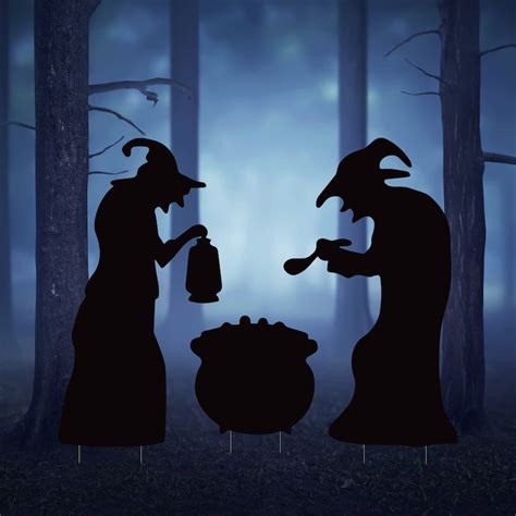 Black Witches Silhouette Yard Sign Cutouts Halloween Etsy