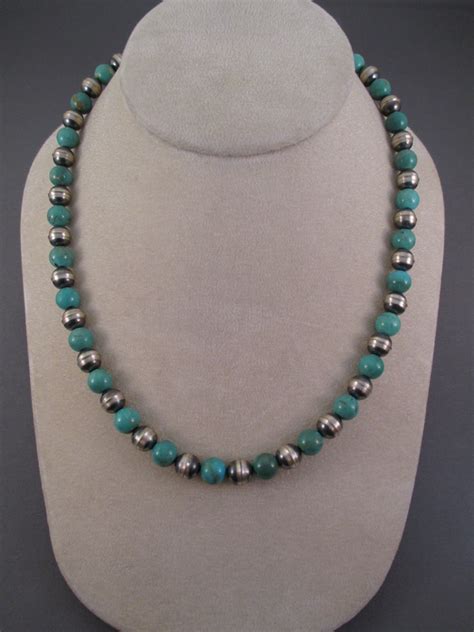 Oxidized Sterling Silver Turquoise Necklace Two Grey Hills