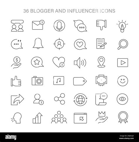 Blogger And Influencer Icons Set Versatile Icons For Content Creation