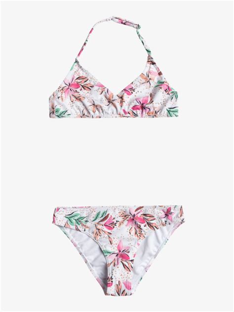 Happy Tropical Triangle Two Piece Bikini Set For Girls 6 16 Roxy