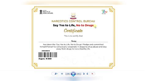 Indian Government Free Certificate By Narcotics Contol Bureau Within