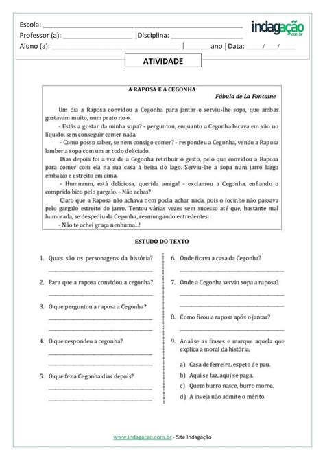 Exercicios De Interpretação De Texto Narrativo Com Gabarito Texto Exemplo