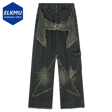 Vintage Baggy Jeans Star Patchwork Lose Gerade Denim Hosen 2023 Neue