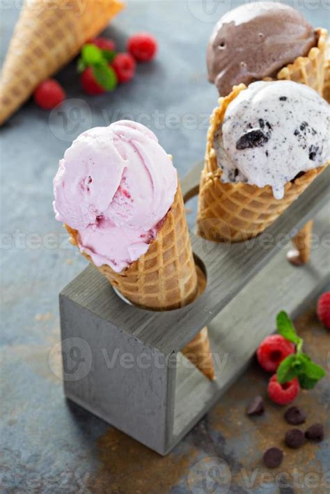 Variety of ice cream cones 15746653 Stock Photo at Vecteezy