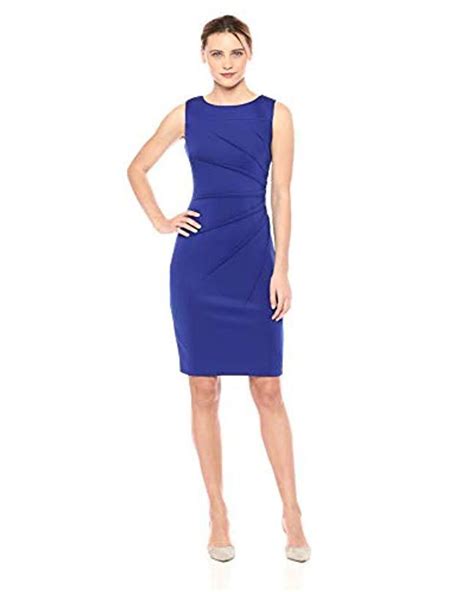 Lyst Calvin Klein Sleeveless Scuba Starburst Sheath Dress In Blue