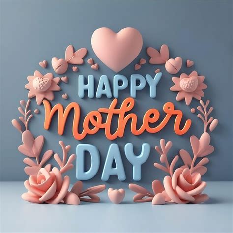 Premium Photo Blue Cute Happy Mothers Day Greeting Illustration 3d