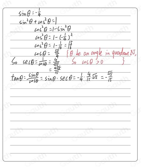 Solved Let Be An Angle In Quadrant Iv Such That Sin Find