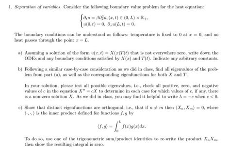 Solved 1 Separation Of Variables Consider The Following Chegg