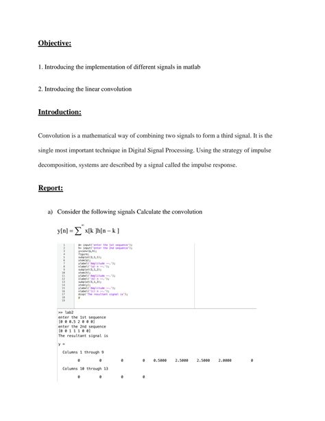 SOLUTION: Convolution Experiment in Matlab - Studypool