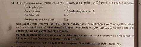 A Ltd Company Issued Shares Of Each A Premium Of Per