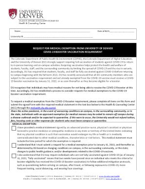 Fillable Online REQUEST FOR MEDICAL EXEMPTION FROM UNIVERSITY Fax