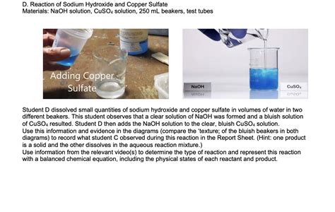 Solved D. Reaction of Sodium Hydroxide and Copper Sulfate | Chegg.com