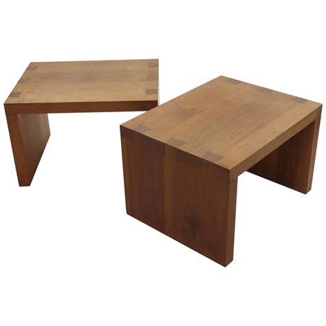 Pair Of Bespoke Walnut Tables With Dovetail Joint Detail At 1stdibs