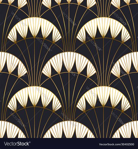 Gold Black Art Deco Architecture Seamless Pattern Vector Image