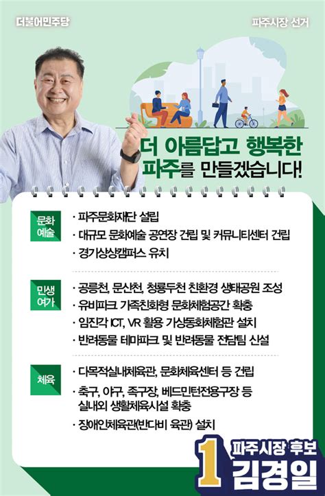 민주당 김경일 후보 문화예술 민생여가 공약 발표