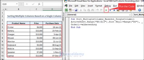 Excel Vba To Sort Column Ascending Examples Exceldemy