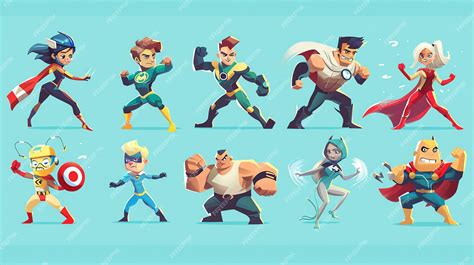 Premium Photo | A collection of cartoon superhero characters