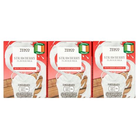 Tesco Strawberry Flavour Milk 3x200ml Tesco Groceries