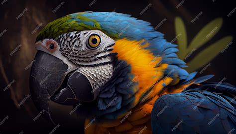 Premium Photo | Colorful macaw perched on branch in rainforest ...