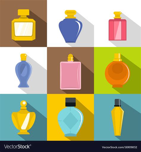 Luxury Perfume Icons Set Flat Style Royalty Free Vector