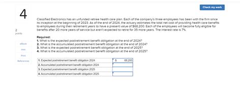 Solved Classified Electronics Has An Unfunded Retiree Health Chegg