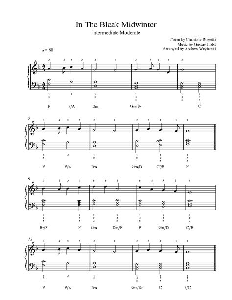 In The Bleak Midwinter By Gustav Holst Sheet Music Lesson