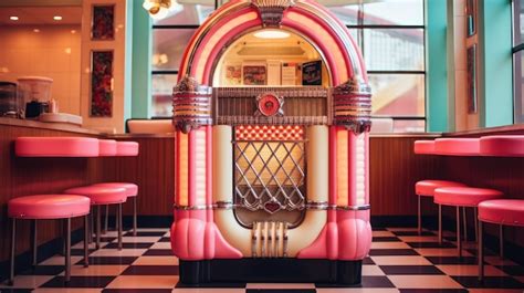 Premium Ai Image A Photo Of A Retro Pink Jukebox In A Vintage Diner