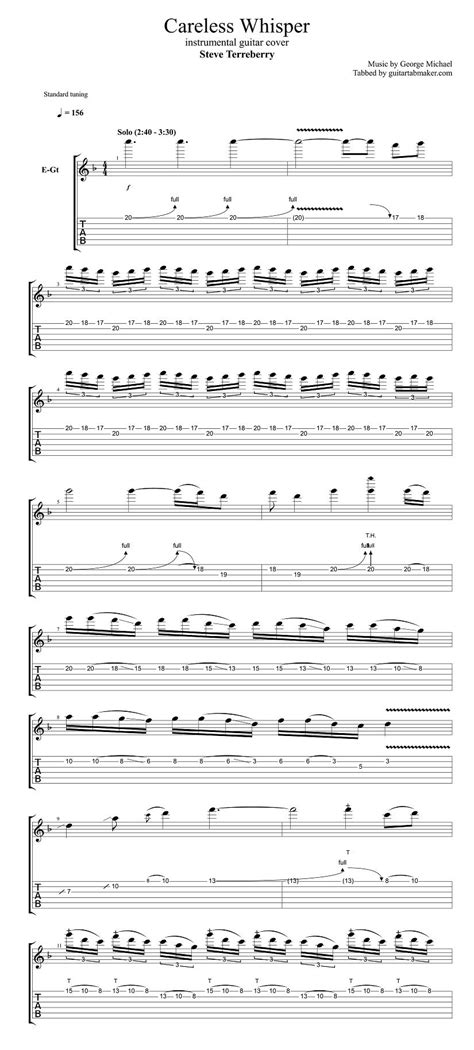 Steve Terreberry Careless Whisper Solo Tab Pdf Guitar Tab Guitar