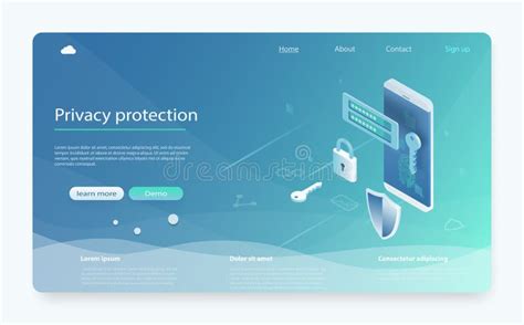 Mobile Data Security Isometric Vector Illustration Banner With Protect